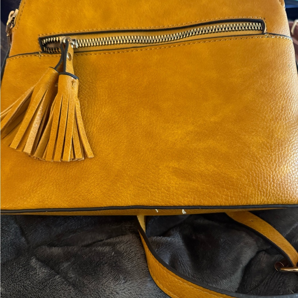 Mustard Yellow Tassel Crossbody Bag